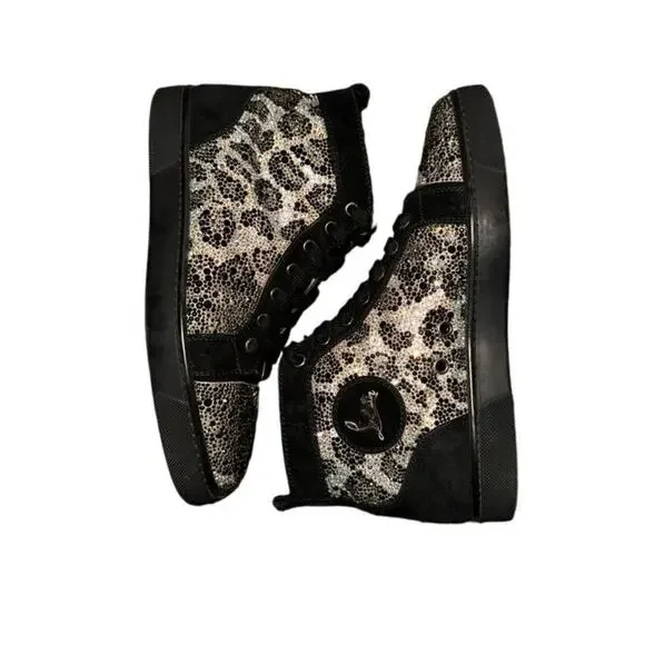 Christian Louboutin Louis Strass Crystal Leopard High Top Sneaker Womens size 39 - Picture 3 of 11